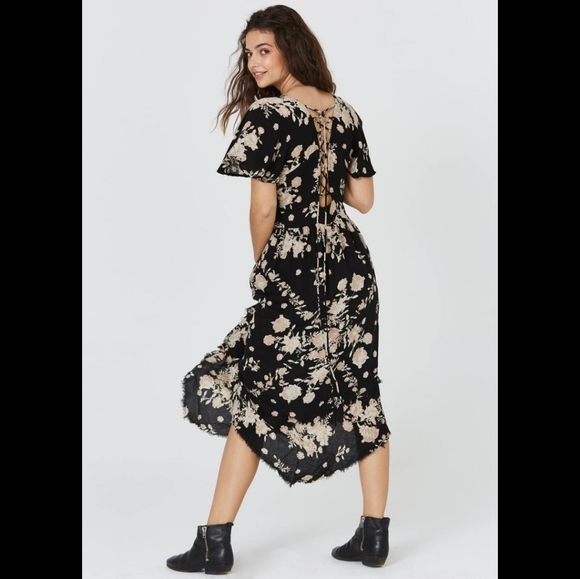 Jen's Pirate Booty Goya midi dress obsidian Spanish Rose black lace down XS gown - Picture 2 of 16